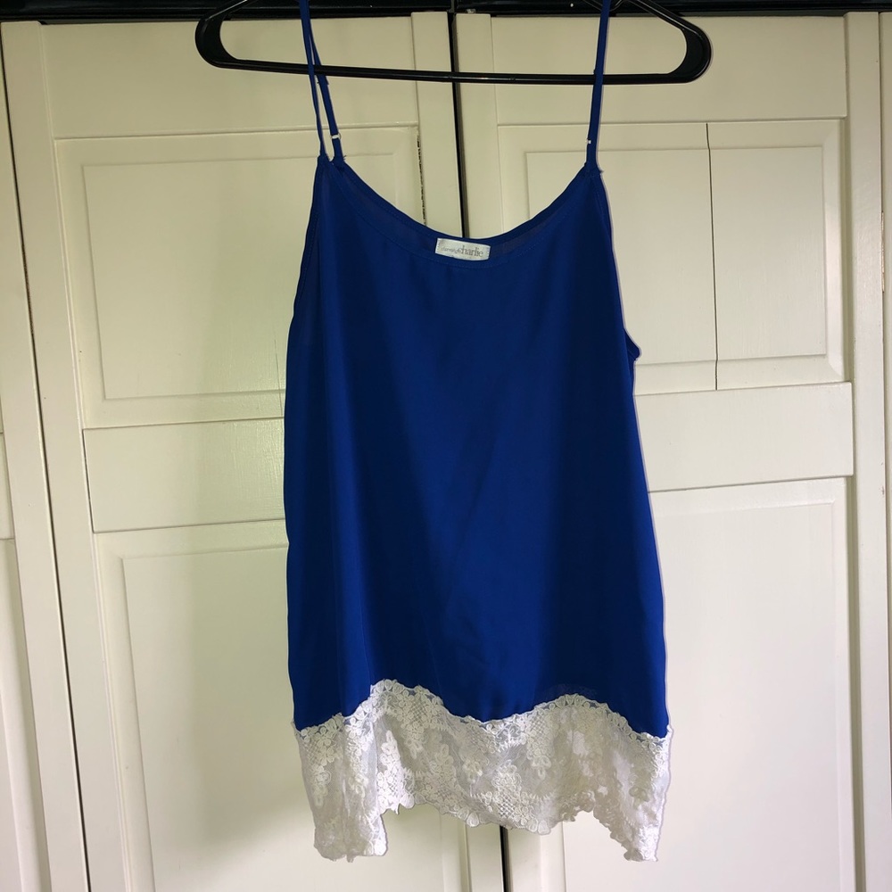 Royal blue and lace cami top